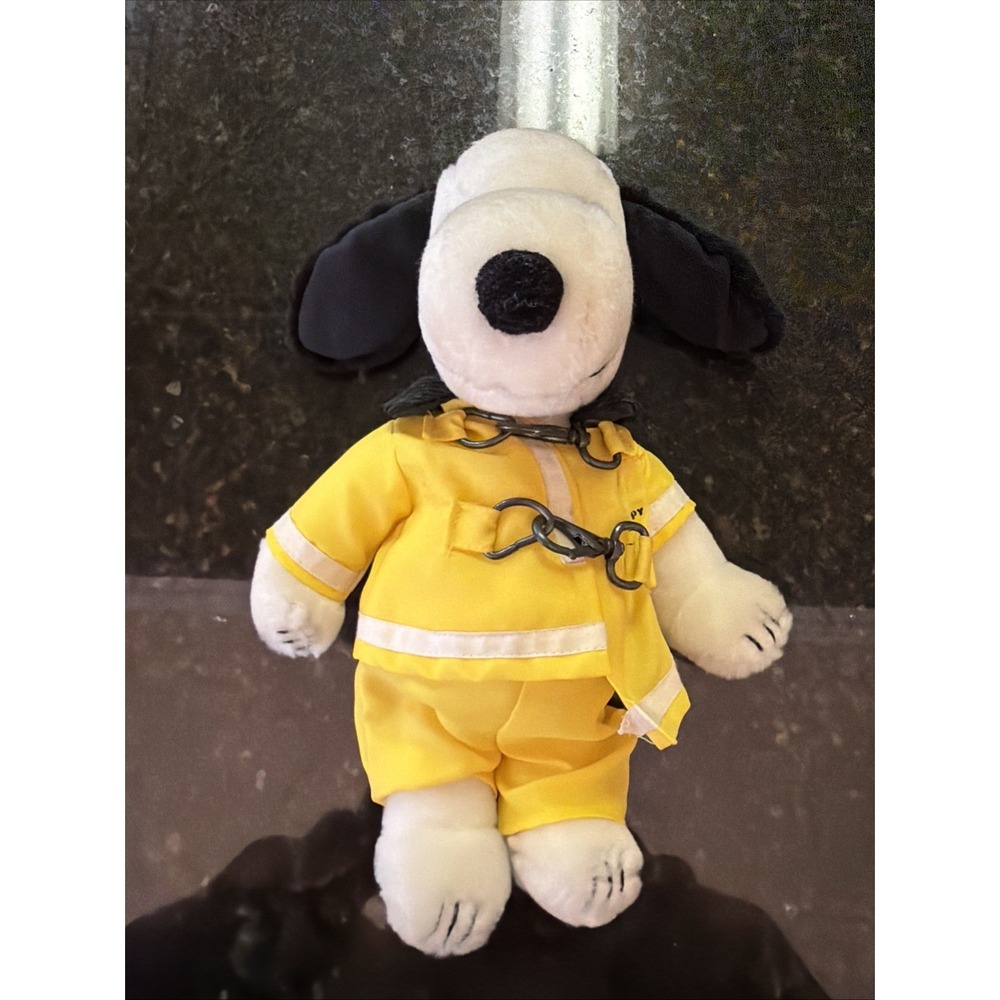 Vintage 1968 Snoopy Fireman Plush Yellow Suit Stuffed Animal United Feature Synd